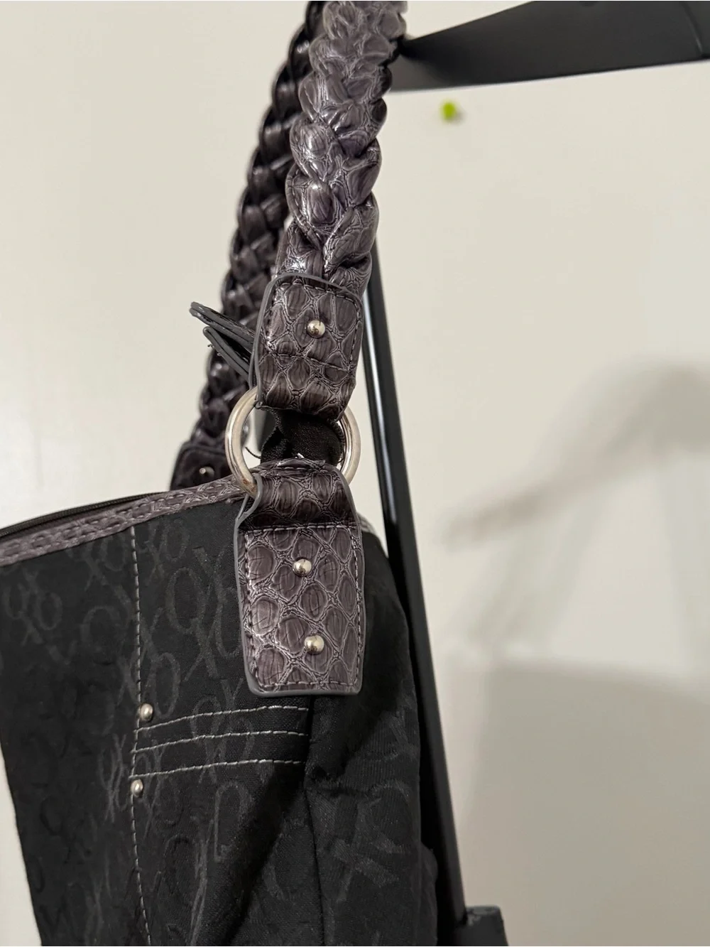 XOXO Black and Dark Gray Signature Shoulder Bag